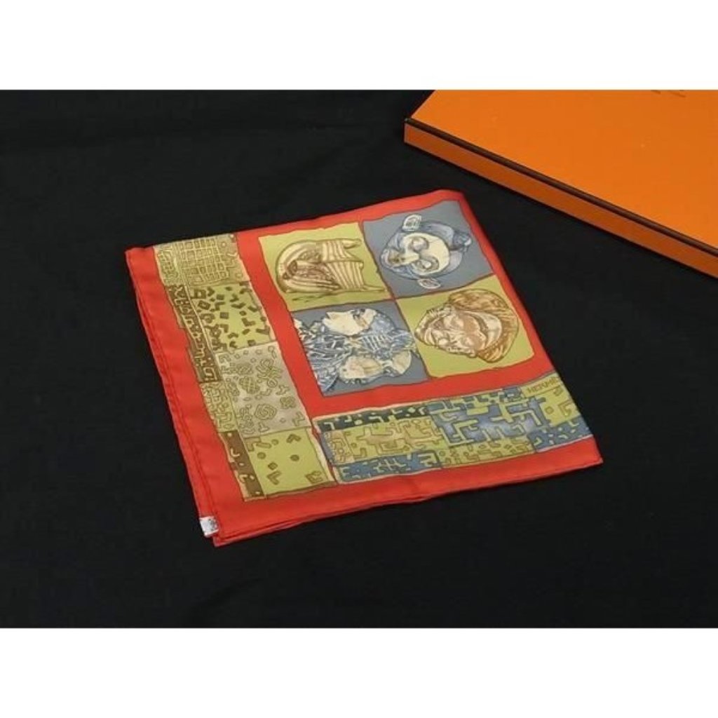 Hermes Persona Petit Carre Gavroche 100% Silk Scarf Orange And Yellow Fr6165